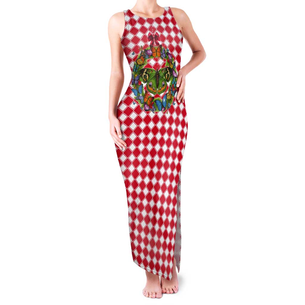 Christmas Butterfly Wreath Tank Maxi Dress Xmas Holiday Patterns - Wonder Print Shop