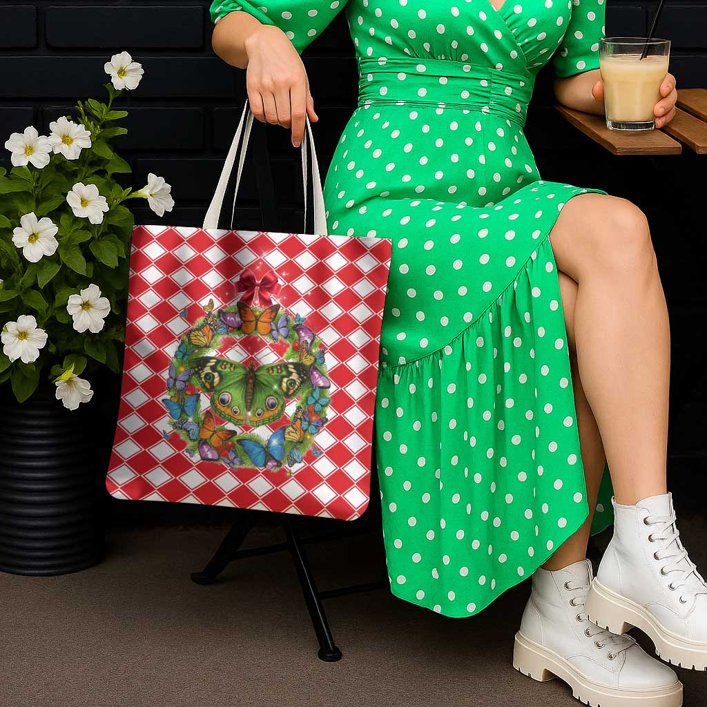 Christmas Butterfly Wreath Tote Bag Xmas Holiday Patterns - Wonder Print Shop