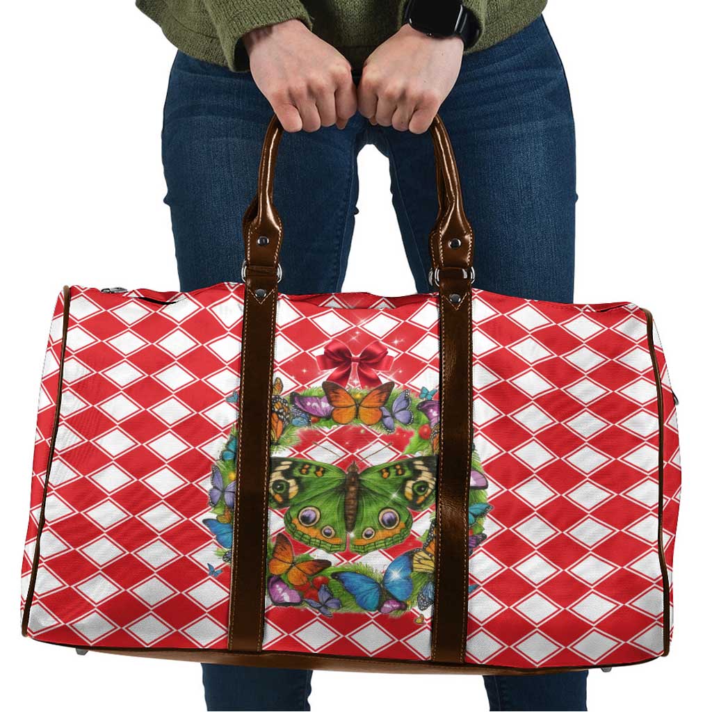 Christmas Butterfly Wreath Travel Bag Xmas Holiday Patterns - Wonder Print Shop