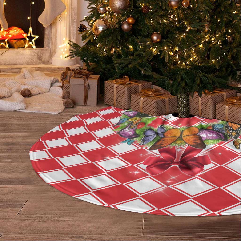 Christmas Butterfly Wreath Tree Skirt Xmas Holiday Patterns - Wonder Print Shop