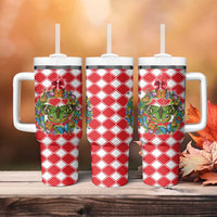 Christmas Butterfly Wreath Tumbler With Handle Xmas Holiday Patterns - Wonder Print Shop
