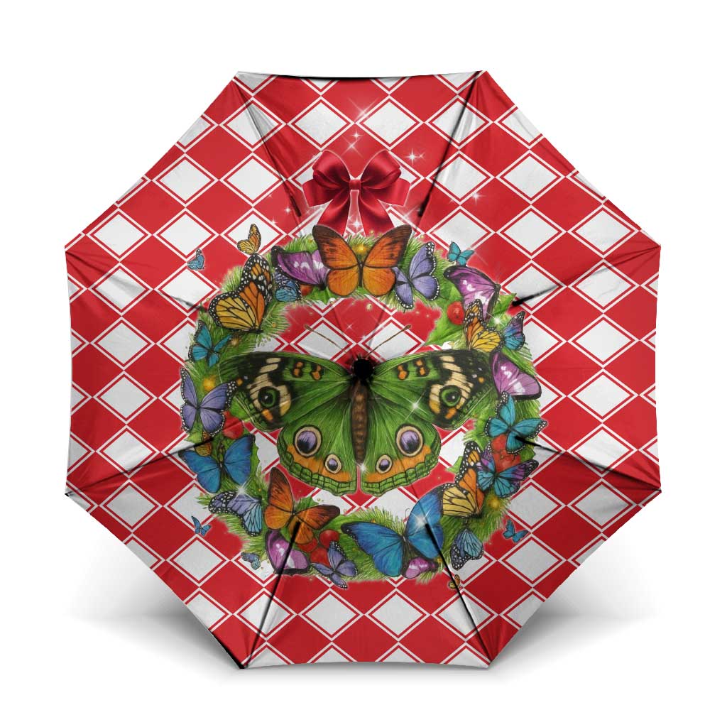 Christmas Butterfly Wreath Umbrella Xmas Holiday Patterns - Wonder Print Shop