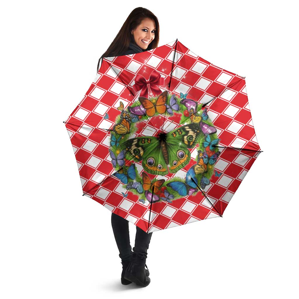 Christmas Butterfly Wreath Umbrella Xmas Holiday Patterns - Wonder Print Shop