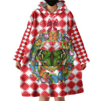 Christmas Butterfly Wreath Wearable Blanket Hoodie Xmas Holiday Patterns - Wonder Print Shop