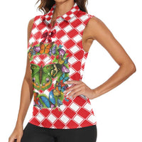 Christmas Butterfly Wreath Women Sleeveless Polo Shirt Xmas Holiday Patterns - Wonder Print Shop