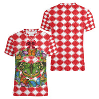 Christmas Butterfly Wreath Women V-Neck T-Shirt Xmas Holiday Patterns - Wonder Print Shop