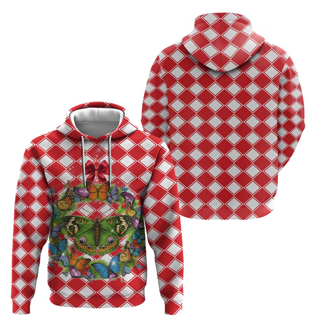 Christmas Butterfly Wreath Zip Hoodie Xmas Holiday Patterns - Wonder Print Shop