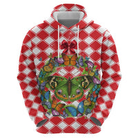 Christmas Butterfly Wreath Zip Hoodie Xmas Holiday Patterns - Wonder Print Shop