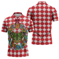 Christmas Butterfly Wreath Zipper Polo Shirt Xmas Holiday Patterns - Wonder Print Shop