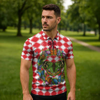 Christmas Butterfly Wreath Zipper Polo Shirt Xmas Holiday Patterns - Wonder Print Shop