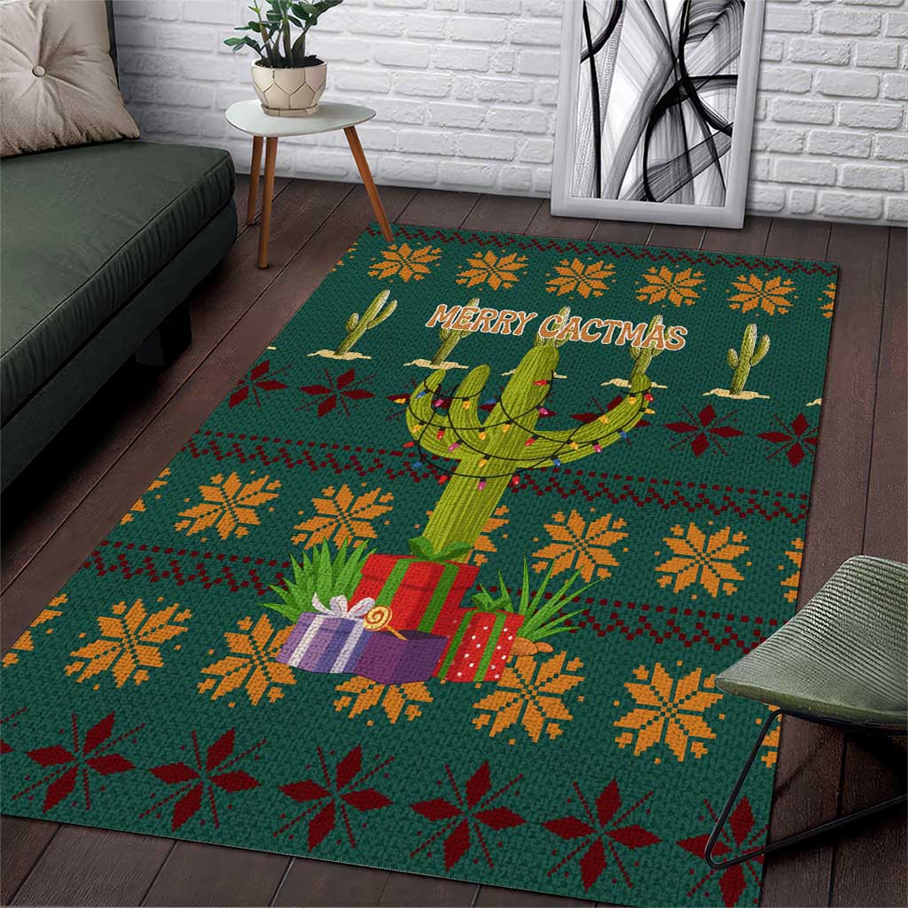 Cactus Gifts Christmas Area Rug Xmas Holiday Patterns - Wonder Print Shop