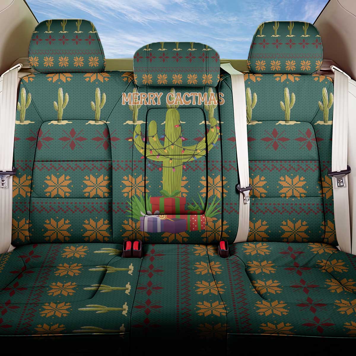 Cactus Gifts Christmas Back Car Seat Cover Xmas Holiday Patterns - Wonder Print Shop