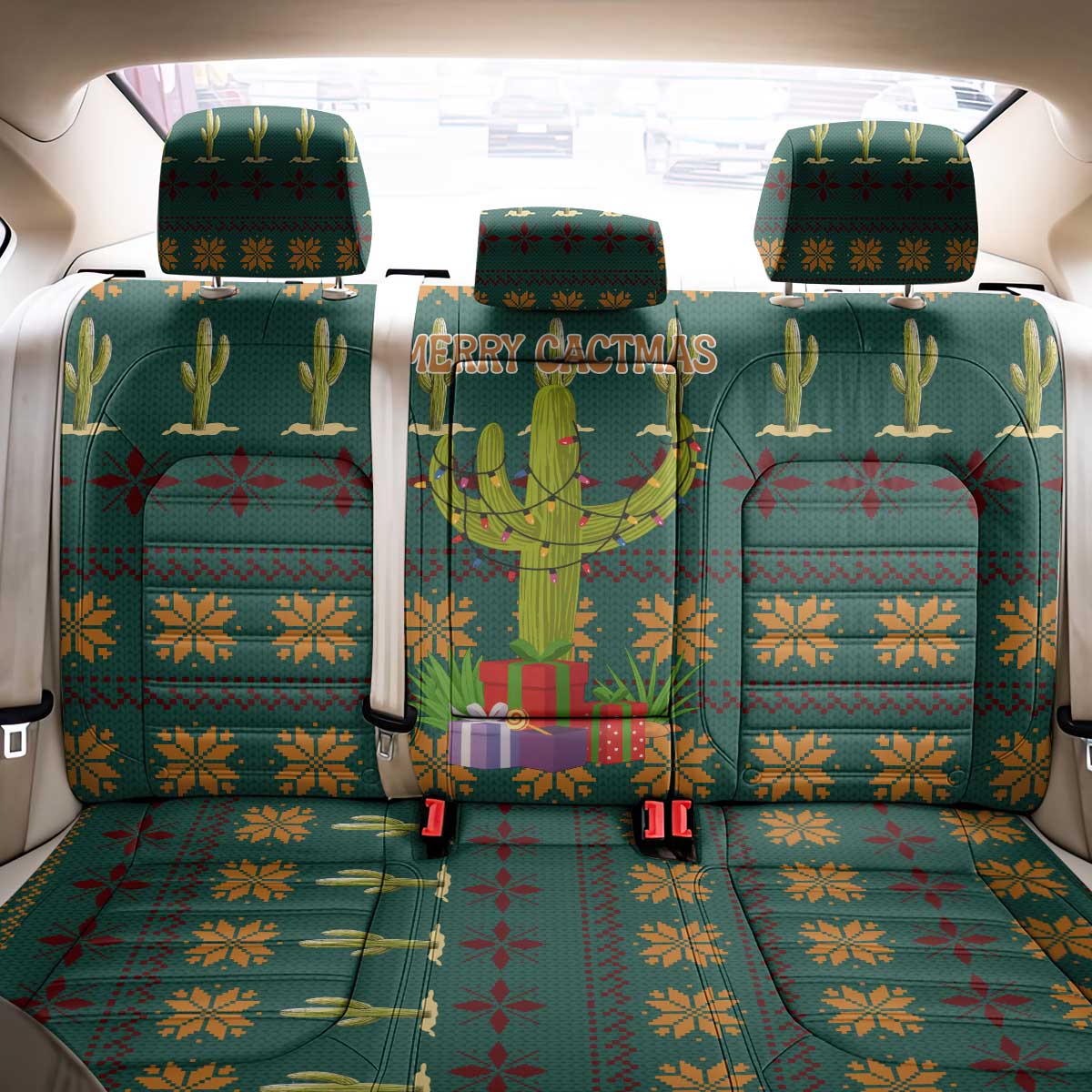 Cactus Gifts Christmas Back Car Seat Cover Xmas Holiday Patterns - Wonder Print Shop