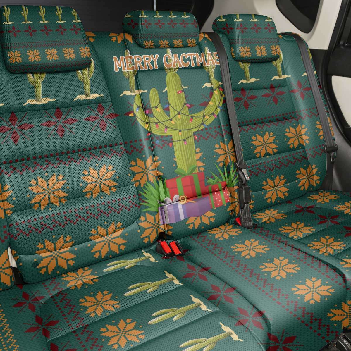 Cactus Gifts Christmas Back Car Seat Cover Xmas Holiday Patterns - Wonder Print Shop