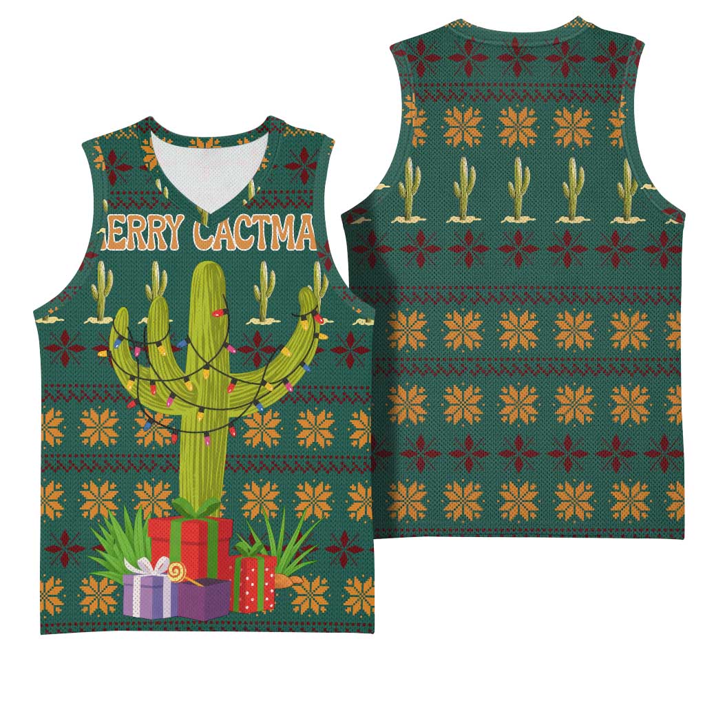Cactus Gifts Christmas Basketball Jersey Xmas Holiday Patterns - Wonder Print Shop