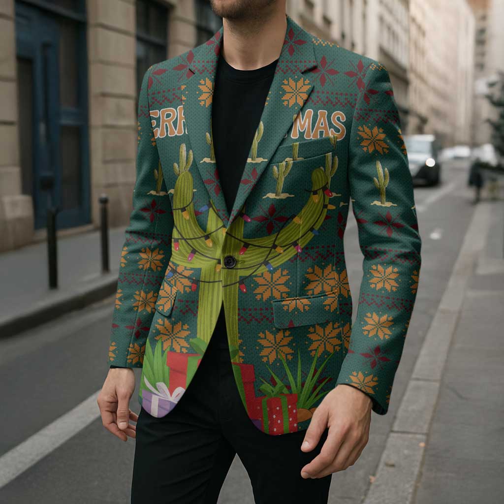 Cactus Gifts Christmas Blazer Xmas Holiday Patterns - Wonder Print Shop