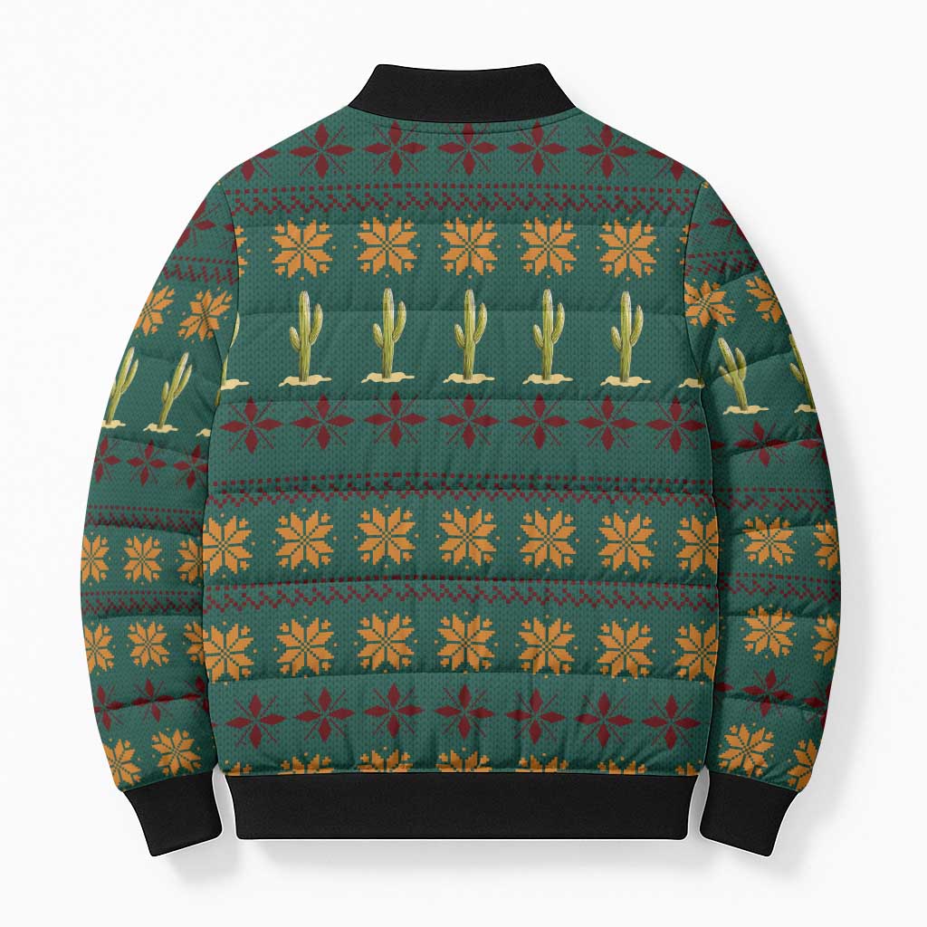 Cactus Gifts Christmas Bomber Puffer Jacket Xmas Holiday Patterns - Wonder Print Shop