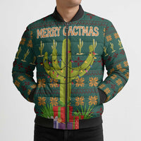 Cactus Gifts Christmas Bomber Puffer Jacket Xmas Holiday Patterns - Wonder Print Shop