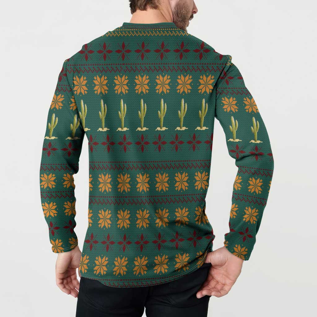 Cactus Gifts Christmas Button Sweatshirt Xmas Holiday Patterns - Wonder Print Shop