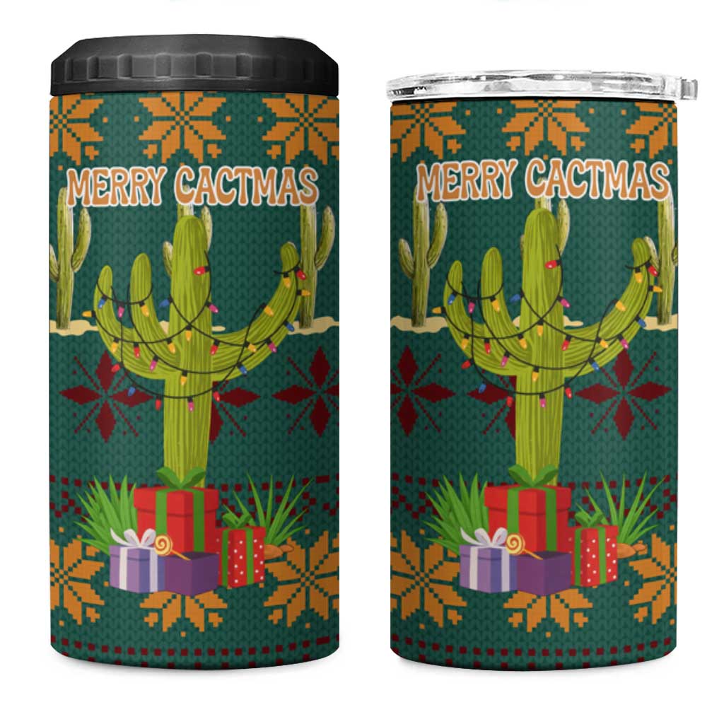 Cactus Gifts Christmas 4 in 1 Can Cooler Tumbler Xmas Holiday Patterns - Wonder Print Shop