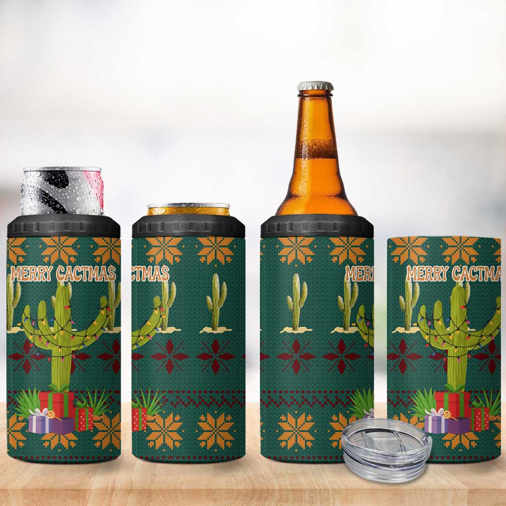 Cactus Gifts Christmas 4 in 1 Can Cooler Tumbler Xmas Holiday Patterns - Wonder Print Shop