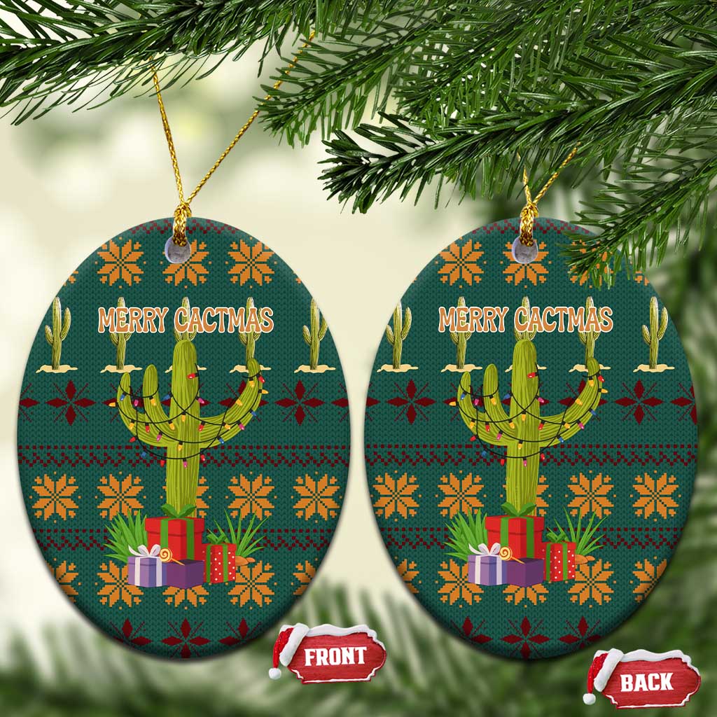 Cactus Gifts Christmas Ceramic Ornament Xmas Holiday Patterns - Wonder Print Shop