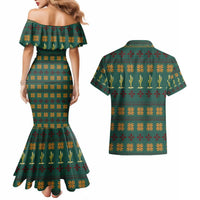 Cactus Gifts Christmas Couples Matching Mermaid Dress and Hawaiian Shirt Xmas Holiday Patterns - Wonder Print Shop