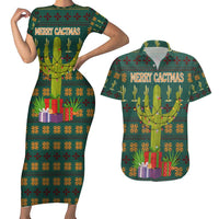 Cactus Gifts Christmas Couples Matching Short Sleeve Bodycon Dress and Hawaiian Shirt Xmas Holiday Patterns - Wonder Print Shop