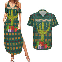 Cactus Gifts Christmas Couples Matching Summer Maxi Dress and Hawaiian Shirt Xmas Holiday Patterns - Wonder Print Shop