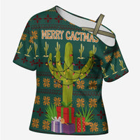 Cactus Gifts Christmas Cross Shoulder Shirt Xmas Holiday Patterns - Wonder Print Shop