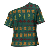 Cactus Gifts Christmas Cross Shoulder Shirt Xmas Holiday Patterns - Wonder Print Shop