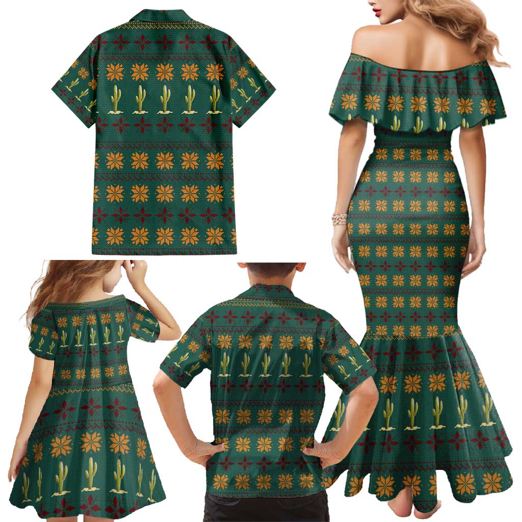 Cactus Gifts Christmas Family Matching Mermaid Dress and Hawaiian Shirt Xmas Holiday Patterns - Wonder Print Shop