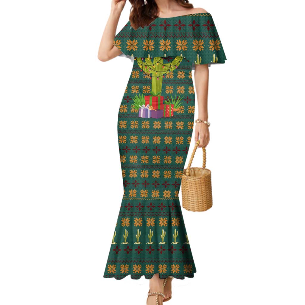 Cactus Gifts Christmas Family Matching Mermaid Dress and Hawaiian Shirt Xmas Holiday Patterns - Wonder Print Shop