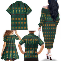 Cactus Gifts Christmas Family Matching Off The Shoulder Long Sleeve Dress and Hawaiian Shirt Xmas Holiday Patterns - Wonder Print Shop