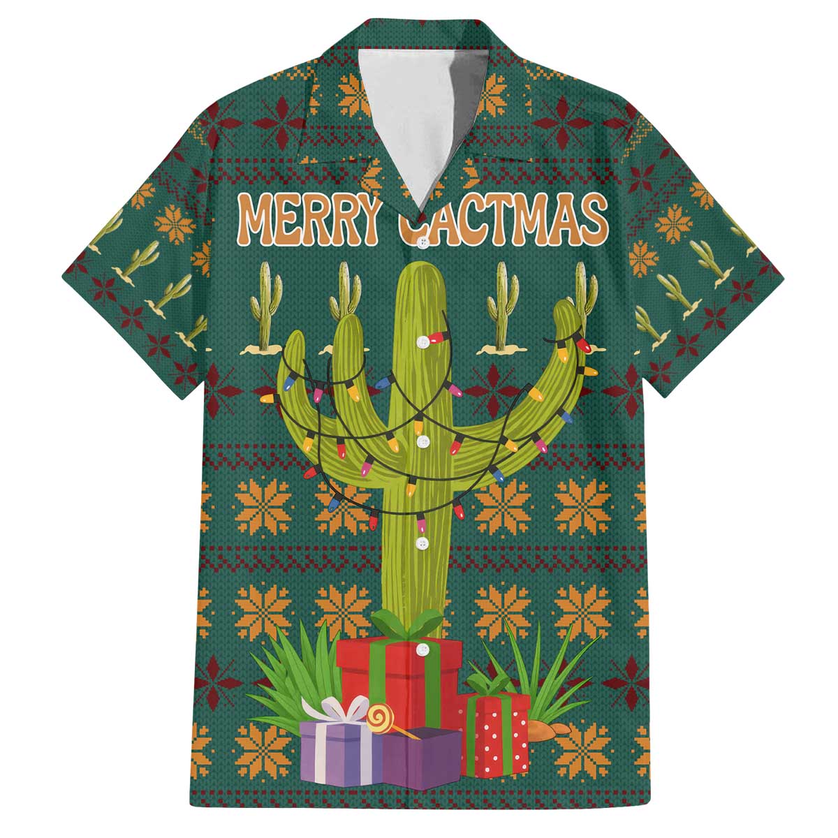 Cactus Gifts Christmas Family Matching Off The Shoulder Long Sleeve Dress and Hawaiian Shirt Xmas Holiday Patterns - Wonder Print Shop