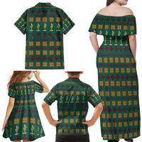 Cactus Gifts Christmas Family Matching Off Shoulder Maxi Dress and Hawaiian Shirt Xmas Holiday Patterns - Wonder Print Shop