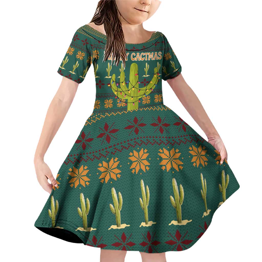 Cactus Gifts Christmas Family Matching Off Shoulder Short Dress and Hawaiian Shirt Xmas Holiday Patterns - Wonder Print Shop
