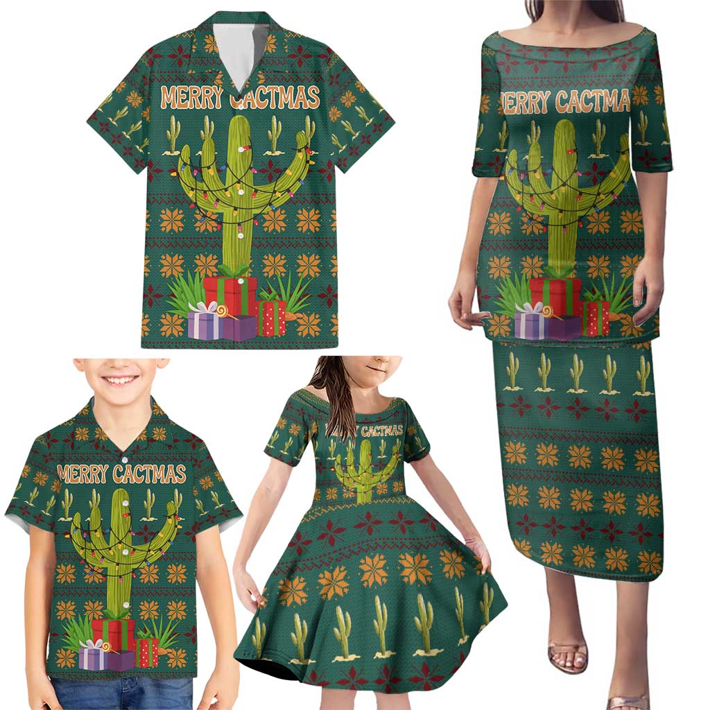 Cactus Gifts Christmas Family Matching Puletasi and Hawaiian Shirt Xmas Holiday Patterns - Wonder Print Shop