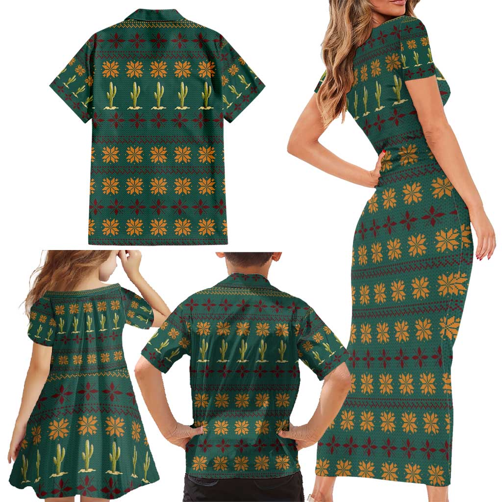 Cactus Gifts Christmas Family Matching Short Sleeve Bodycon Dress and Hawaiian Shirt Xmas Holiday Patterns - Wonder Print Shop