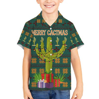 Cactus Gifts Christmas Family Matching Short Sleeve Bodycon Dress and Hawaiian Shirt Xmas Holiday Patterns - Wonder Print Shop
