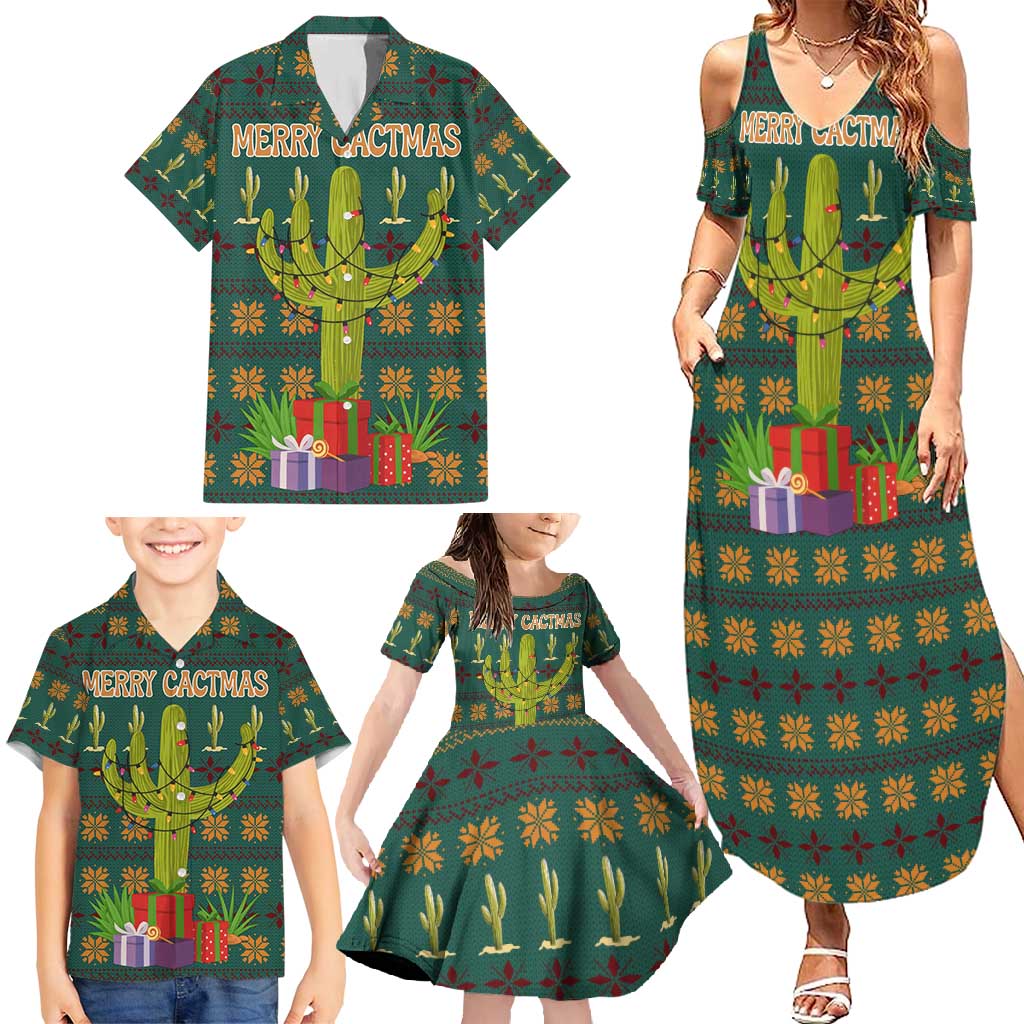 Cactus Gifts Christmas Family Matching Summer Maxi Dress and Hawaiian Shirt Xmas Holiday Patterns - Wonder Print Shop