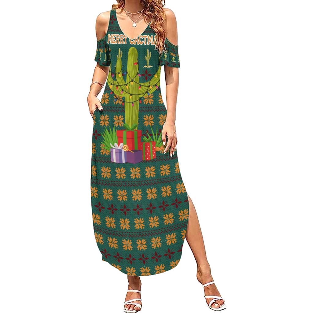 Cactus Gifts Christmas Family Matching Summer Maxi Dress and Hawaiian Shirt Xmas Holiday Patterns - Wonder Print Shop