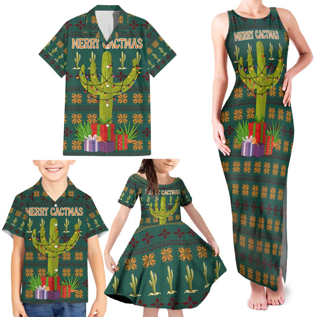 Cactus Gifts Christmas Family Matching Tank Maxi Dress and Hawaiian Shirt Xmas Holiday Patterns - Wonder Print Shop