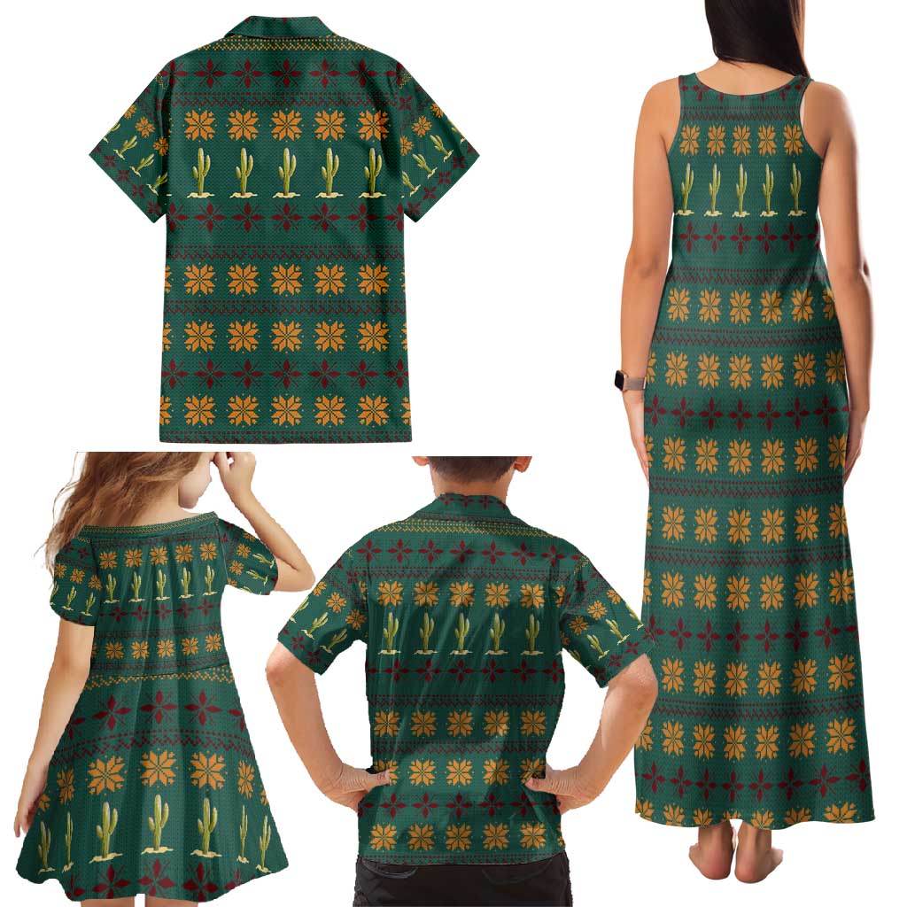 Cactus Gifts Christmas Family Matching Tank Maxi Dress and Hawaiian Shirt Xmas Holiday Patterns - Wonder Print Shop