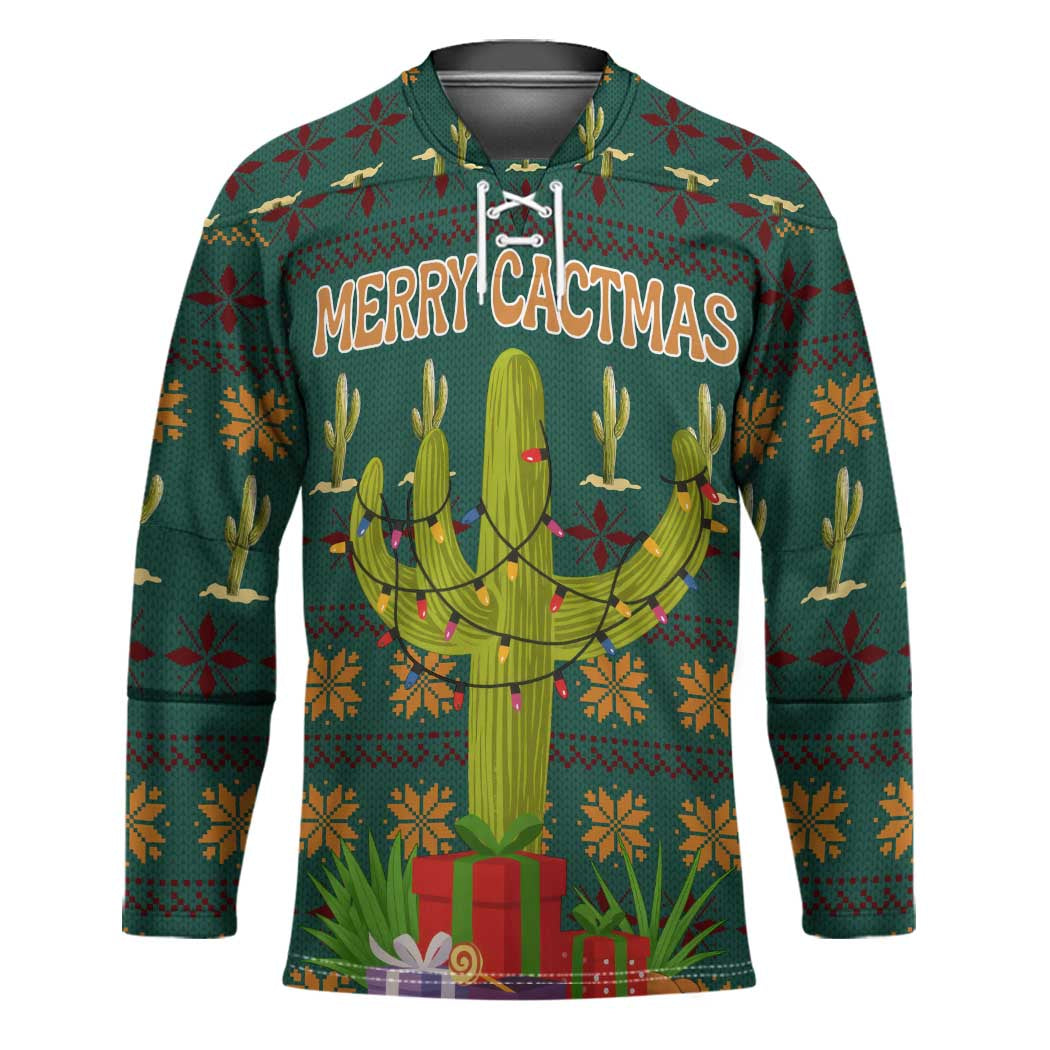 Cactus Gifts Christmas Hockey Jersey Xmas Holiday Patterns - Wonder Print Shop