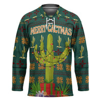 Cactus Gifts Christmas Hockey Jersey Xmas Holiday Patterns - Wonder Print Shop