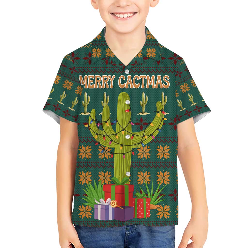 Cactus Gifts Christmas Kid Hawaiian Shirt Xmas Holiday Patterns - Wonder Print Shop
