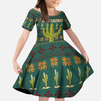 Cactus Gifts Christmas Kid Short Sleeve Dress Xmas Holiday Patterns - Wonder Print Shop