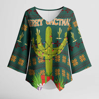 Cactus Gifts Christmas Kimono Sleeve Blouse Xmas Holiday Patterns - Wonder Print Shop