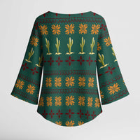 Cactus Gifts Christmas Kimono Sleeve Blouse Xmas Holiday Patterns - Wonder Print Shop